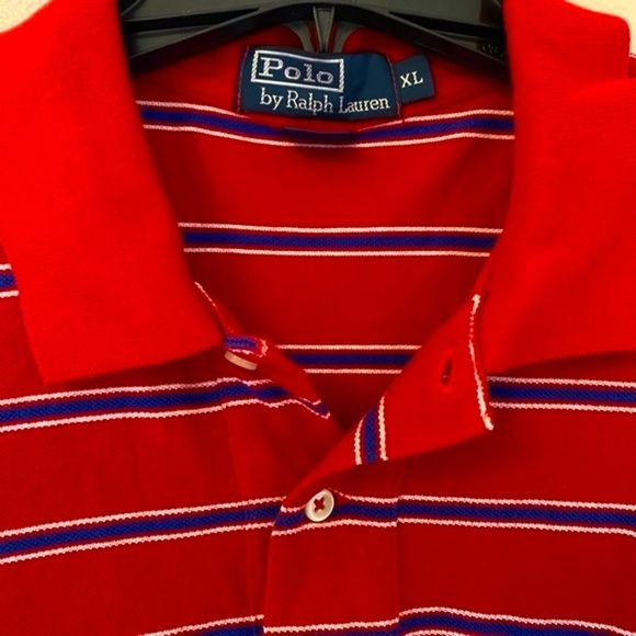 Ralph Lauren Vintage Polo Sz XL Red Striped Short Sleeve Shirt - Picture 5 of 10